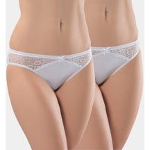 Türen Kadın Likralı Dantelli Slip 2'li Paket 261/beyaz 001