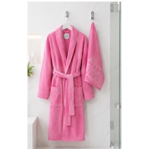 Belinis %100 Pamuk Otel & Spa Kalitesinde Yumuşak Yüksek Su Emici 1 Adet Bornoz 1 Adet 50 X90 Cm Havlu Pembe
