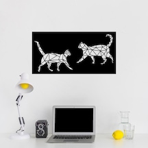 Geometrik Çift Kedi Figürü-duvar Tablosu