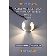 Merdıven Spot 3watt Yuvarlak Beyaz Beyaz