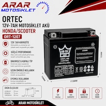 12n7l-bs / 12v-7ah Motosiklet Akü Honda/scooter Ortec
