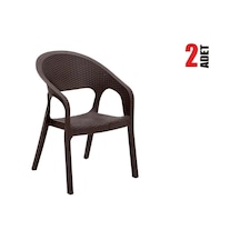 2 Adet Garden Kahve Sandalye Balkon Bahçe Teras Kahve