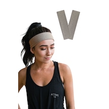 2li Kadın Saç Bandı Bandana Pamuk Likralı Spor Headband S. Kahve Açık Kahve