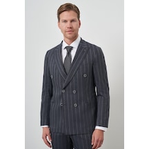 Morven Erkek Lacivert Keten Trend Kruvaze Slim Fit Sivri Yaka Takım Elbise 25ys001002200 Lacivert