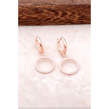 Rose Gümüş Halka Tasarımlı Küpe 4214