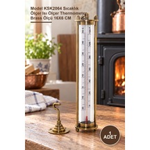 1 Adet Pirinç Termometre Model Ksk2064 Sıcaklık Ölçer Isı Ölçer Thermometer Brass Ölçü 16x6 Cm