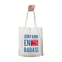 Art Hediye Dünyanın En Zeki Babası İki Taraf Kalıcı Yıkanabilir Okul Plaj Omuz Bez Çanta Çok Renkli