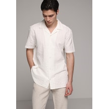 Colin's Colins Regular Fit Apaj Yaka Jakarlı Erkek Beyaz Kısa Kol Gömlek Cl1079893 Q1.v2 Ofw