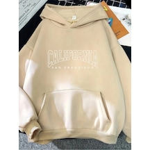 Uyguntarz Unisex San Fransisco Baskılı Oversize Sweatshirt Bej