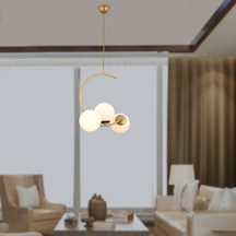 Ladre 3Lü Beyaz Camlı Eskitme Boyalı Modern Sarkıt, Mutfakyatak Odası Salon Avize