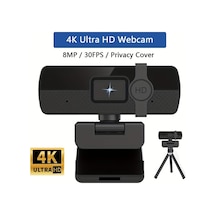 Dashanshop Siyah 4k Webcam Pc İçin Yüksek Çözünürlüklü Usb Mikrofonlu Düşük Distorsiyonlu Zoom Uyumlu