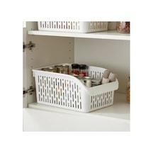 Orehome Büyük Boy Dolap İçi Düzenleyici Sepet - Açık Ön Erişimli Mutfak Ve Kiler Organizeri 20x29x13 Cm Beyaz