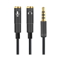 Mikrofon ve Kulaklık Ayırıcı 3.5mm Y Kablo Siyah