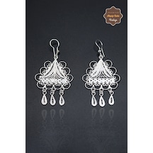 Üçgen Tasarım 925 Ayar Gümüş Telkari Kadın Küpe 201023942 Gümüş
