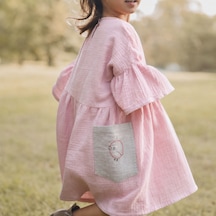 Bebe Kız Çocuğu Muslin Boho Elbise Pembe