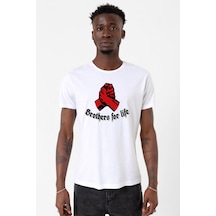 Brothers For Life Beyaz Erkek Bisikletyaka Tshirt 001