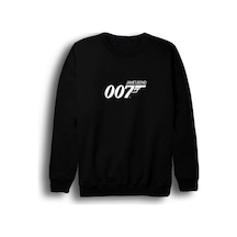 007 Unisex James Bond Baskılı Bisiklet Yaka Sweatshirt Siyah