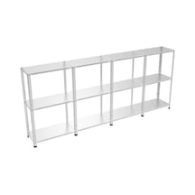 3 Katlı 4'lü Galvaniz Çelik Raf - Depo, Arşiv, Kiler, Dosya, Market Rafı 31x93x200cm Gri