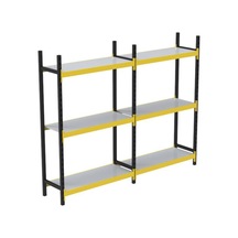 3 Katlı Duble Midi Rack - Ekonomik Depo,arşiv, Kiler Rafı Siyah-turuncu-46x120 Cm-100 Cm Çok Renkli