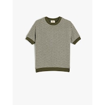 Koton Bisiklet Yaka Kısa Kollu Oversize Sweatshirt Yeşil Desenli 5skb10366tk Yeşil Desenli Yeşil