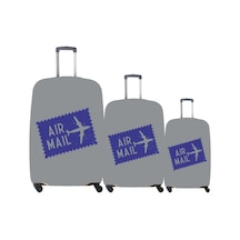 My Saraciye My 24 Air Mail Valiz Kılıfı / Bavul Koruyucu Örtüsü Büyük, Orta, Kabin Boy Set Gri