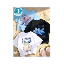 Stil-x Yeniz Sezon 3' Lü Takım Kız Çocuk Tshirt, Çok Renkli, %100 Pamuk Çok Renkli-2a
