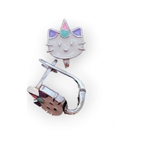 925 Ayar Gümüş Mineli Kedili Çocuk Küpesi Gümüş Renk