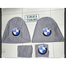 Bmw Gri Oto Servis Kılıfı Ön Arka Kılıf 4 Parça Arka 2 Parca Logolu Esnek Likralı 1.kalite Yıkanabi 1 Takım