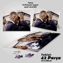 Dürbünden Bakan Mustafa Kemal Atatürk - Yapboz - Ayak Destekli Çerçeveli 42 Parça Puzzle