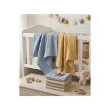 2 Li Paket 4 Katlı Müslin Bebek Battaniyesi 85x85 Cm - Bebek Örtüsü & Yeni Doğan Kundak - Sarı Mavi - 904779406 Mavi