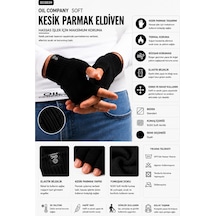 Oıl Company Yumuşak Rüzgar Geçirmez Soğuğa Karşı Etkili Kesik Parmak Eldiven Black