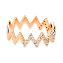 Kuyumcudukkani Yarım Sıra Taşlı Zigzag Trend Yüzük-10341-r-w Rose