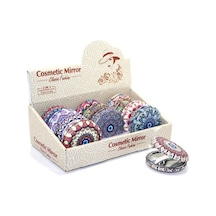 Büro Ev Ofis Personel Hediyesi İçin Taşlı Yuvarlak El Aynası Çok Renkli