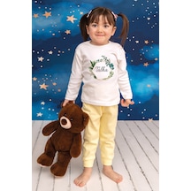 Pia Baby İsimli Erkek Çocuk Pijama Takımı %100 Pamuk Penye İsme Özel Baskılı Kişiselleştirilebilir Pijama Seti 20958s14pi Krem