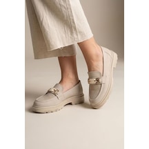 Wanetti 03431 Kadın Ortopedik Günlük Loafer Ayakkabı Krem