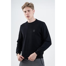 Maraton Sportswear Regular Erkek Bisiklet Yaka Takma Kol Basic Lacivert Sweatshirt 21796-lacivert