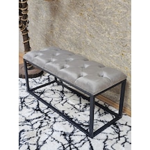 Zafir Siyah Boyalı Diktörtgen 100 Cm X 40 Cm Oturak Puf - Bench - Makyaj Oturağı - Oturak Gri
