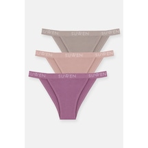 3'lü Pamuklu Lastikli Normal Bel Slip Külot Pembe