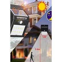Pır Hareket Sensörlü 20 Led Solar Güneş Enerjili Su Geçirmez Duvar Lambası 4 Işık