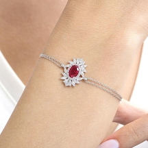 Effective Diamond Venedik Dansı Sentetik Yakut Taşlı Gümüş Bileklik