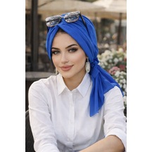 Aişe Tesettür Saks Mavi Tokalı Bone