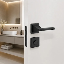 Sese Ilgın Modeli Kare Rozetli Wc Kapı Kolu Siyah Renk 200-231r-02-02