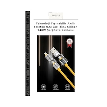 Teknoloji Taşınabilir Akıllı Telefon U23 Sarı 4in1 Silikon 240w Şarj Data Kablosu