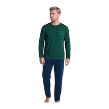 Pierre Cardin 6156 Erkek Uzun Kollu Bisiklet Yaka Pijama Takımı -yeşil Yesil