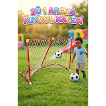 3'ü 1 Arada Mega Futbol Kalesi Taşınabilir Fileli 120cm Toplu Eğlenceli Futbol Kalesi Oyun Seti