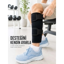 Sporcu Baldırlığı Ayarlanabilir Bantlı Baldır Destek Aparatı Siyah Diğer