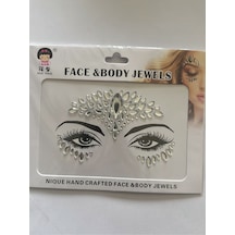 Face Gems Yüz Süsleme Taşı Vücut Kristali Model 15 Beyaz