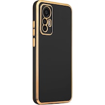 Xiaomi Mi 12 Lite Kılıf  Kamera Korumalı Altın Kenar Tasarım Silikon