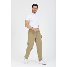 Baw Company Unisex Ince Yazlık Beli Lastikli Kordonlu Keten %100 Pamuklu Kumaş Pantolon Pijama Bej