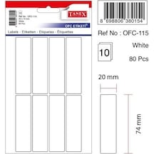 Tanex Ofis Etiketi Poşetli 20x74 MM Beyaz 10 Yap 80 Etiket